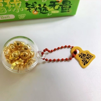 Kulcstartó, aranytömb gömb, Gold Treasure sorozat, INST stílus