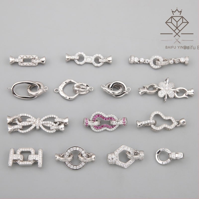 Ékszerzár ezüstből, inlay technikával, 925 tisztaság, Baifu Silver Jewelry