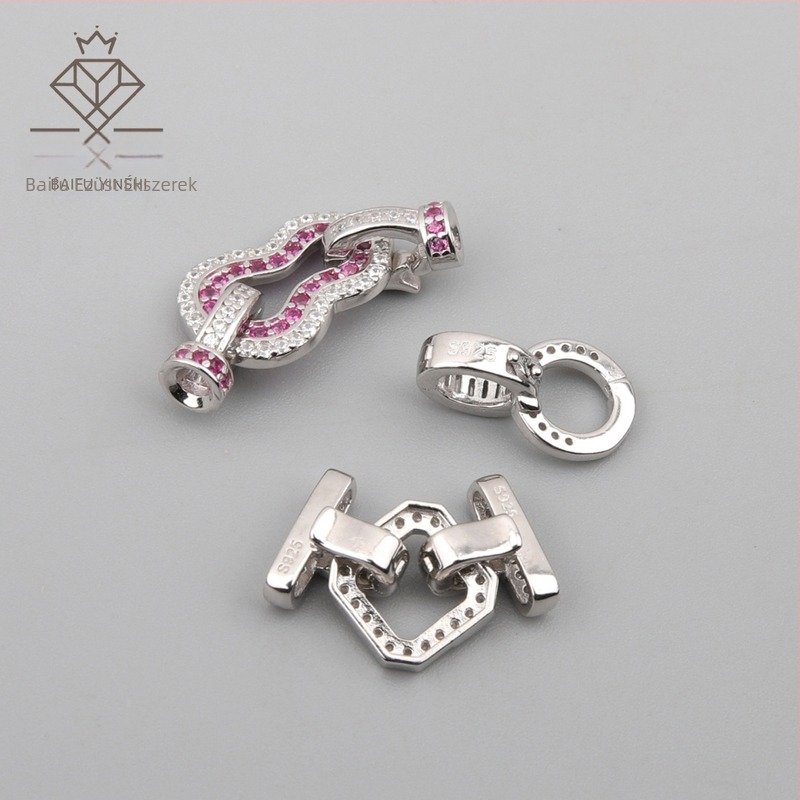 Ékszerzár ezüstből, inlay technikával, 925 tisztaság, Baifu Silver Jewelry