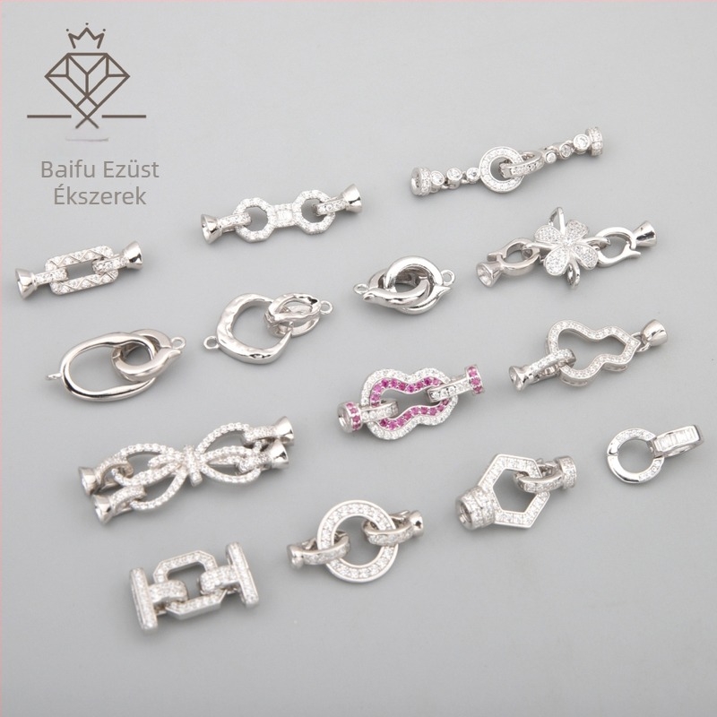 Ékszerzár ezüstből, inlay technikával, 925 tisztaság, Baifu Silver Jewelry