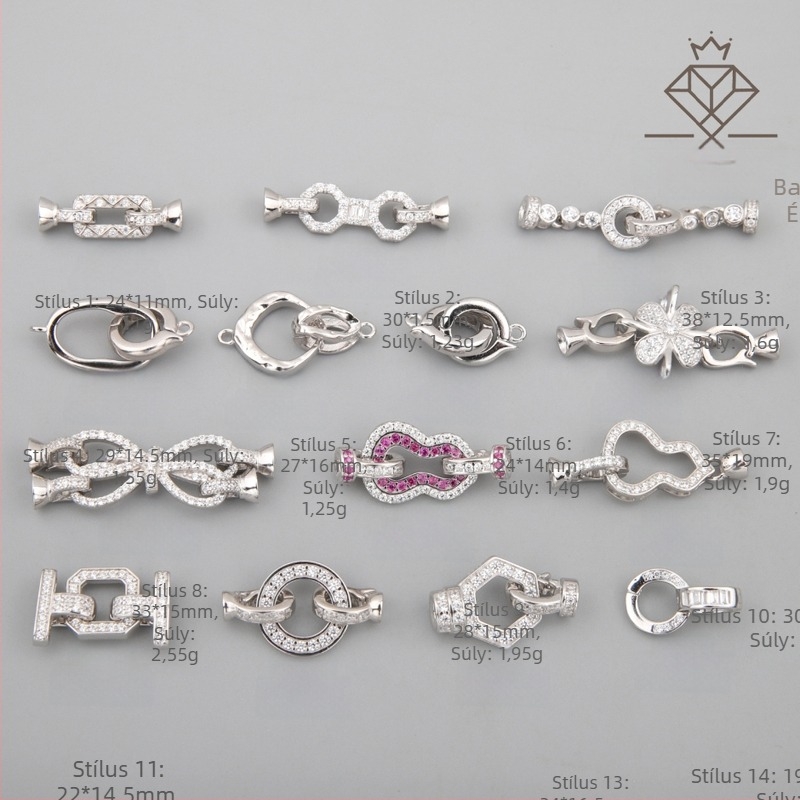 Ékszerzár ezüstből, inlay technikával, 925 tisztaság, Baifu Silver Jewelry