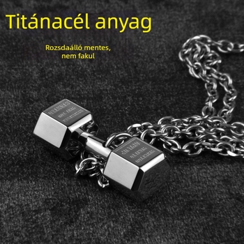 Dumbbell medál nyaklánc – titán acél, márka Unique, Cartoon stílus, 2025 tavasz