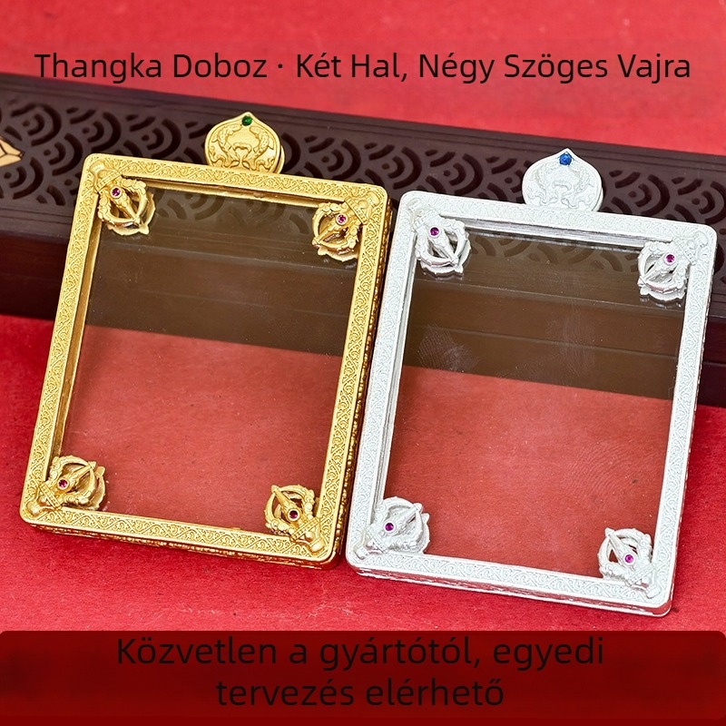 Sárgaréz Thangka tibeti nyaklánc elektroplakolással, kétoldalas medál, etnikus-retro stílus, 2025 tavasz