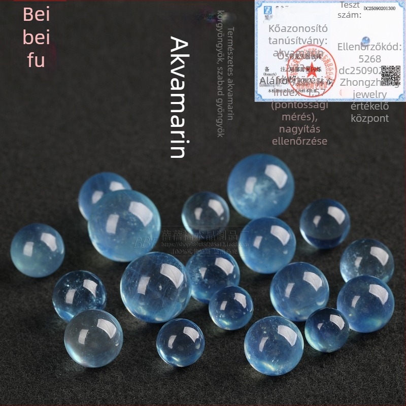 Beibeifu Kristály akvamarin természetes ördögkék árnyalatú gyöngyök, 10 mm, kerekek, DIY ékszerekhez