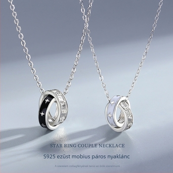 Mobius gyűrűs párnyaklánc 925 ezüstből, keresztháló lánc, többszörös medál, eredeti dizájn