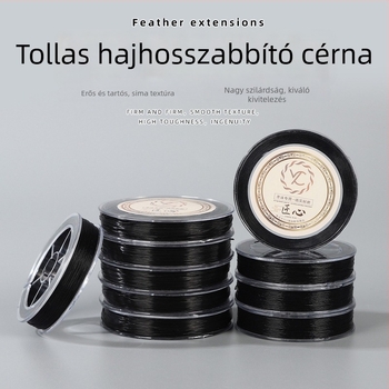 60 m fekete tollas hajhosszabbítási elasztikus vonal, 0,4 mm, DIY gyöngyökkel