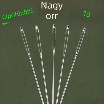 Nagy szemű acél tűk kézi varráshoz – háztartási cipővarró tűk, talpvarráshoz nagy fejű tűk, quilting tűk, márka Unique, ipari stílus