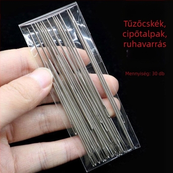 Nagy szemű acél tűk kézi varráshoz – háztartási cipővarró tűk, talpvarráshoz nagy fejű tűk, quilting tűk, márka Unique, ipari stílus