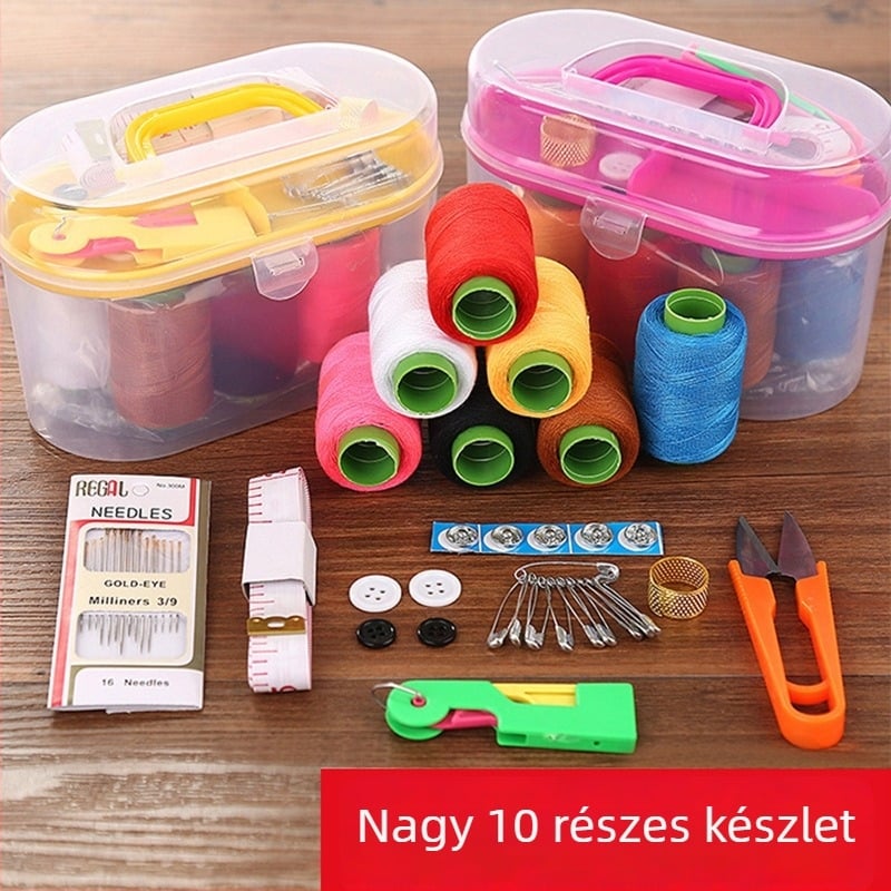 Varró doboz készlet – hordozható háztartási 10 részes mini szerszámkészlet, többfunkciós varrókészlet, 180 g