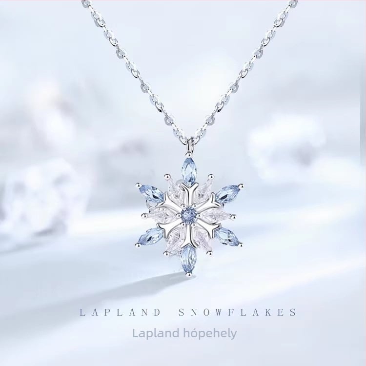 925 ezüst kristály hópehely nyaklánc, geometriai medál, keresztlánc, 2,8 g, könnyed luxus stílus