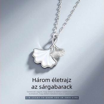 S925 Sterling ezüst Ginkgo levél nyaklánc kulcscsont alatti lánccal, elektropácolt, New Concept márka, állítható hosszúság