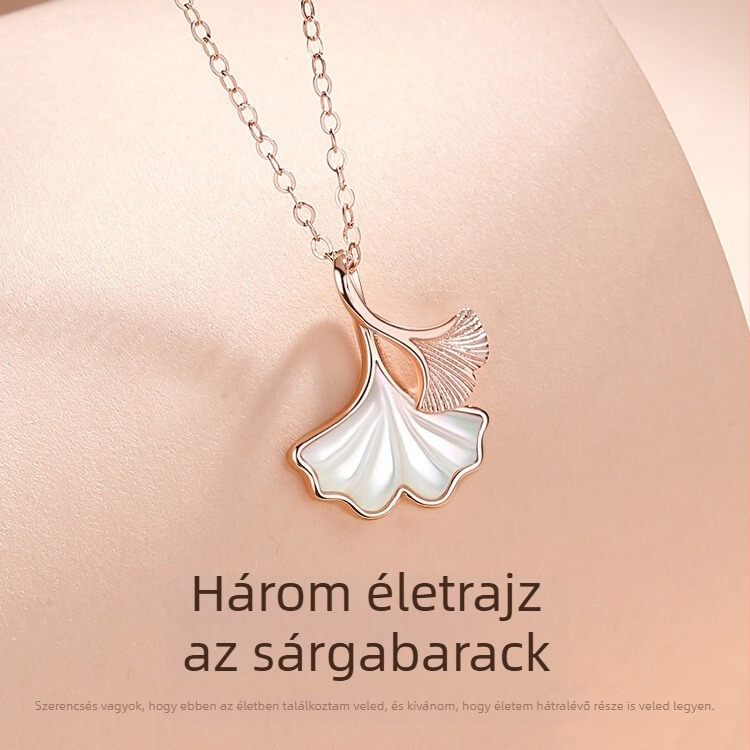 S925 Sterling ezüst Ginkgo levél nyaklánc kulcscsont alatti lánccal, elektropácolt, New Concept márka, állítható hosszúság