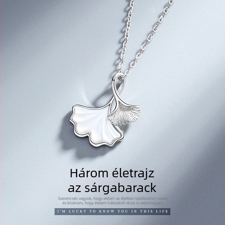 S925 Sterling ezüst Ginkgo levél nyaklánc kulcscsont alatti lánccal, elektropácolt, New Concept márka, állítható hosszúság