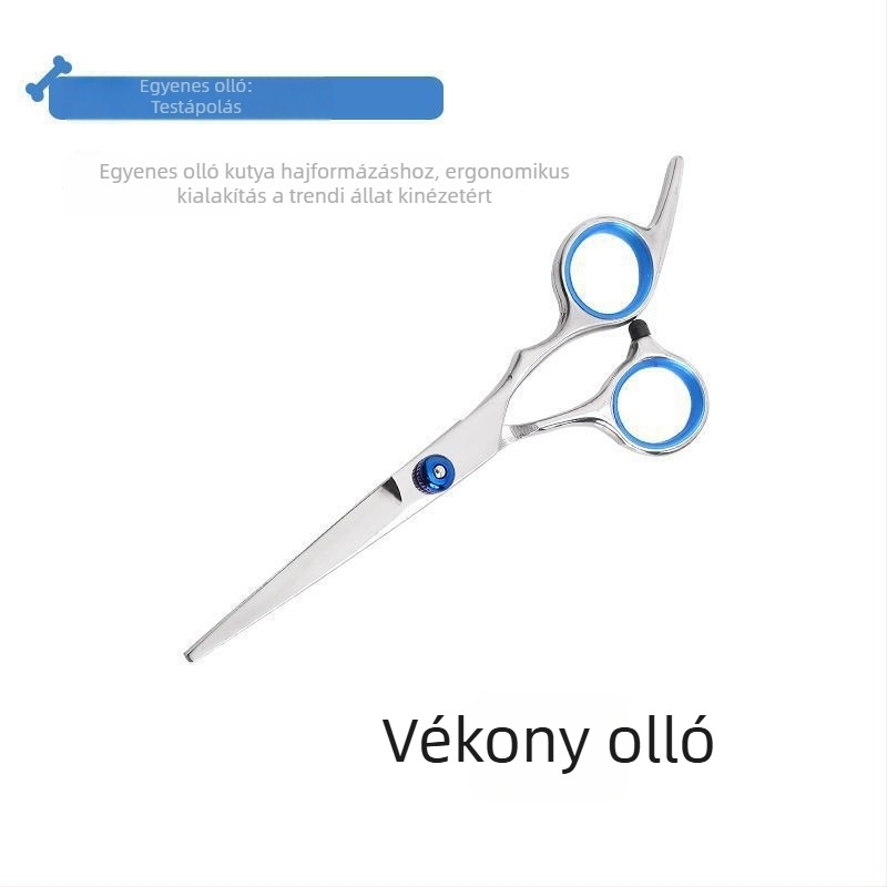 Kutyakezelő ollók görbült pengével – professzionális szőrnyíró készlet