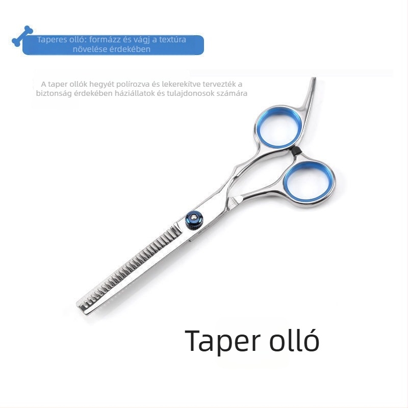 Kutyakezelő ollók görbült pengével – professzionális szőrnyíró készlet