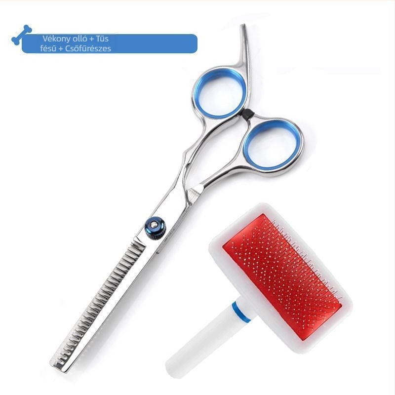 Kutyakezelő ollók görbült pengével – professzionális szőrnyíró készlet