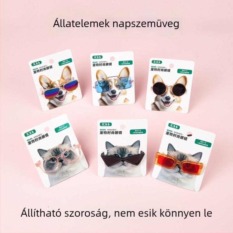Háziállat szemüveg macskák és kutyák számára - monokróm mintázat, anyag műgyanta, egész éves használatra, testreszabható