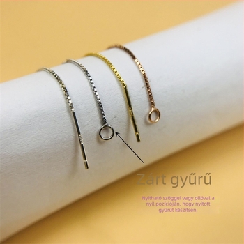 Fülbevaló-kiegészítők – 925 ezüst, elektroplatírozott, koreai stílus, hosszú bojtos fülbevaló box-chain lánccal (friss és édes)