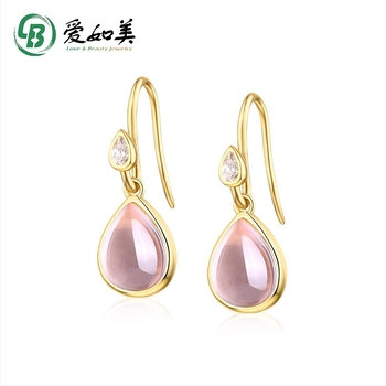 925-ös ezüst fülbevalók, csepp alakú, rózsaszín kristály bojt, márka Love is like beauty