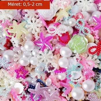 DIY készlet kézműveshez: hajcsat díszítés, telefontok dekoráció, körömdíszítő matricák, gyöngyös anyagok, gyanta ragasztó