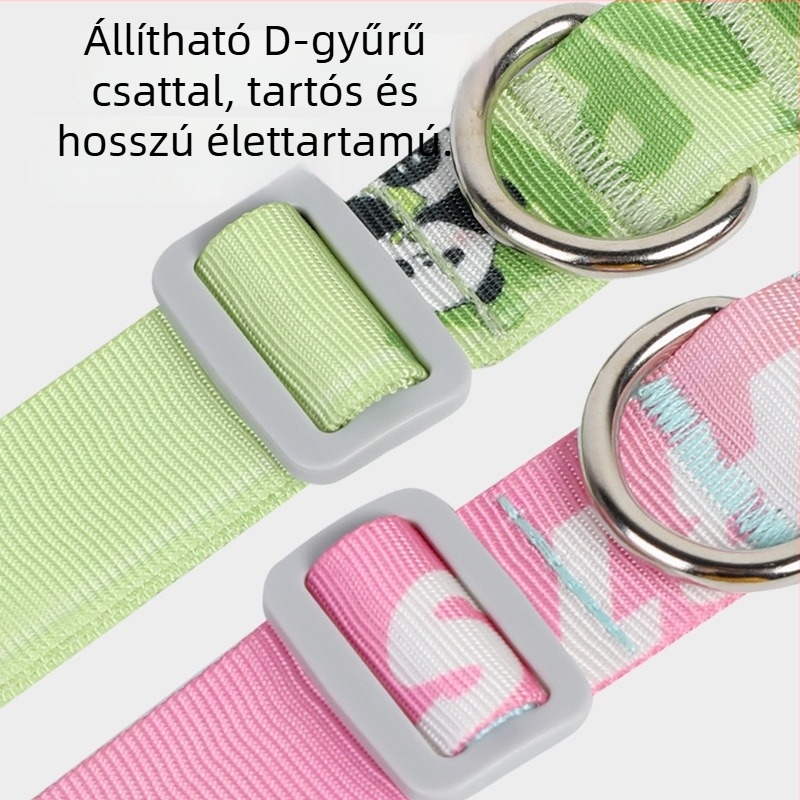 Bei muge Kutyakollár Cartoon mintával, állítható, poliészter anyag, általános használat, egész éves viselés, biztonságos, fullasztó nélküli kialakítás