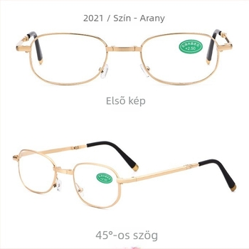 Összecsukható olvasó szemüveg anti-fáradtság lenc gékkel, távoli és közeli látáshoz, fém/TR keret