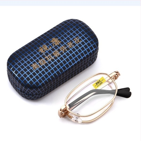 Összecsukható olvasó szemüveg anti-fáradtság lenc gékkel, távoli és közeli látáshoz, fém/TR keret