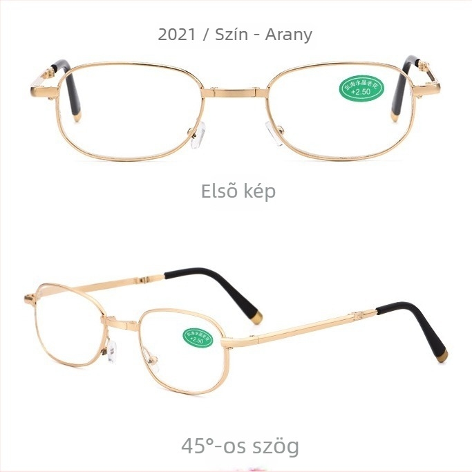 Összecsukható olvasó szemüveg anti-fáradtság lenc gékkel, távoli és közeli látáshoz, fém/TR keret