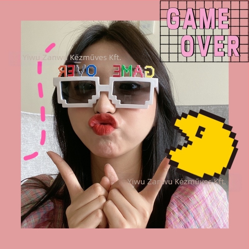 Vicces mozaik napszemüveg – fotó kellék, polikarbonát keret, teljes keret stílus, Thumbs-up, 2021