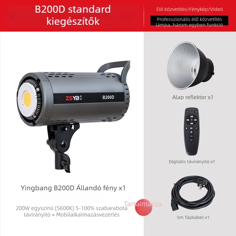 Shadow bang B300x – Professzionális fotózás lámpa, kettős hőmérsékletű világítás, 220W/220V, E40 fej, fényerő állítható, független áramellátás, ideális élő közvetítéshez és portré videóhoz