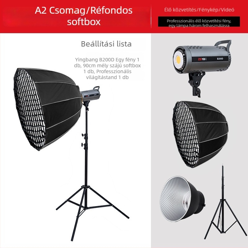 Shadow bang B300x – Professzionális fotózás lámpa, kettős hőmérsékletű világítás, 220W/220V, E40 fej, fényerő állítható, független áramellátás, ideális élő közvetítéshez és portré videóhoz