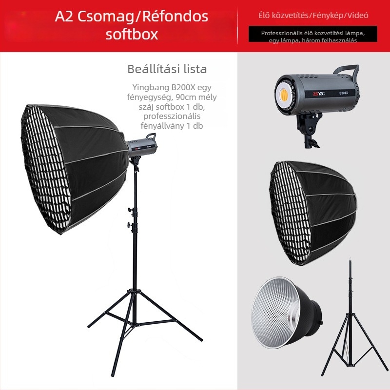 Shadow bang B300x – Professzionális fotózás lámpa, kettős hőmérsékletű világítás, 220W/220V, E40 fej, fényerő állítható, független áramellátás, ideális élő közvetítéshez és portré videóhoz