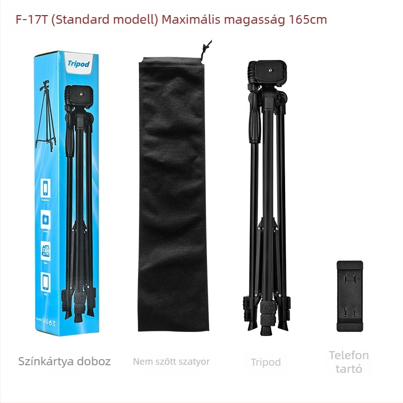 Háromdimenziós gimballal rendelkező fényképezőgép- és videótrippod – 3 részes, fém konstrukció, teherbírás legfeljebb 2 kg