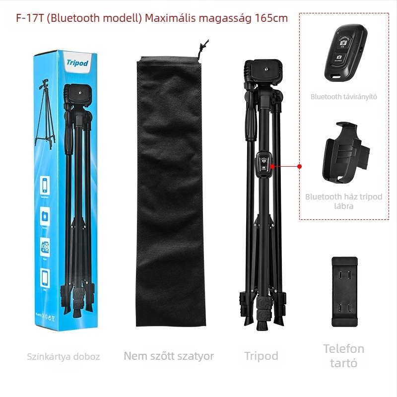 Háromdimenziós gimballal rendelkező fényképezőgép- és videótrippod – 3 részes, fém konstrukció, teherbírás legfeljebb 2 kg