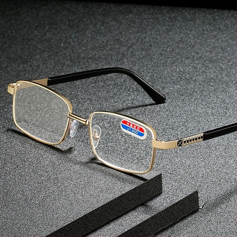 Teljes keretes olvasó szemüveg, üveg lencsék, keret műanyag + fém, uniszex, idős korosztálynak, ovalis arcformához illeszkedik