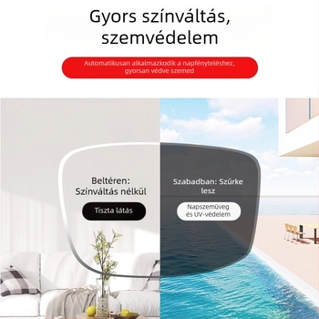 Keret nélküli olvasószemüveg fotokromos lencsékkel, UV védelem és kékfény elleni védelem