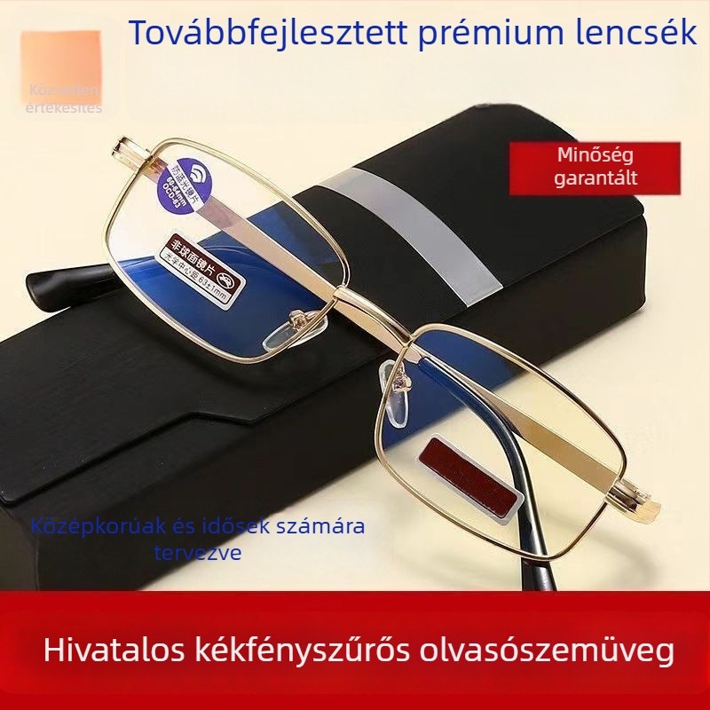 Elegáns olvasó szemüveg természetes kristályüvegből, kékfény elleni védelem, nagy felbontású, időseknek, uniszex, eredeti