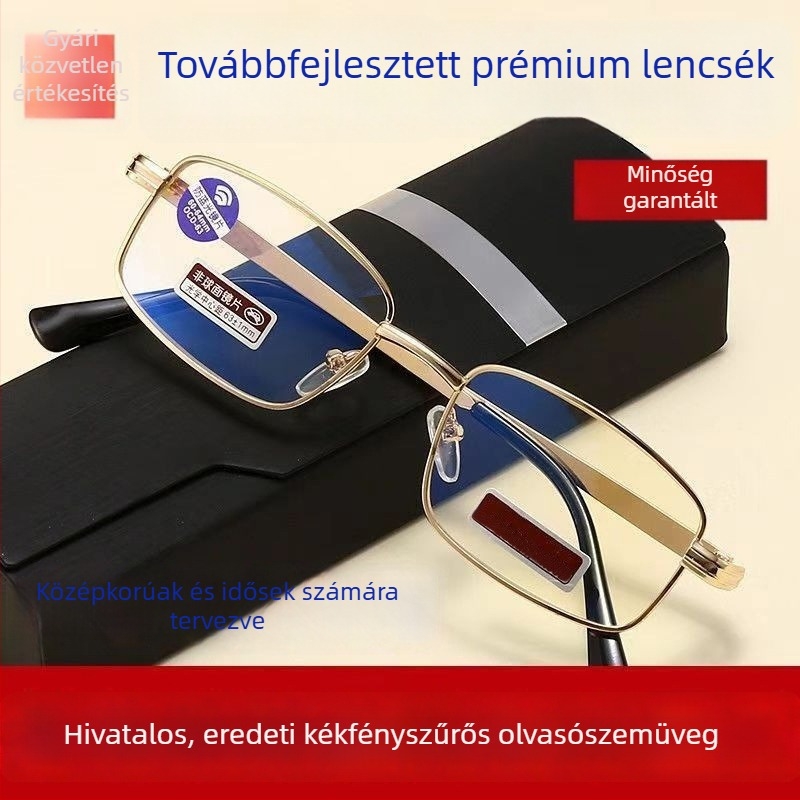 Elegáns olvasó szemüveg természetes kristályüvegből, kékfény elleni védelem, nagy felbontású, időseknek, uniszex, eredeti