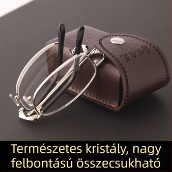 Összecsukható olvasószemüveg kékfény-védeléssel, kristálylencsékkel, fém keretben, férfiak és nők számára