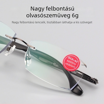 ZH305 Keret nélküli olvasószemüveg férfiaknak, anti-kékfény védelemmel, egyszerű és kényelmes dizájn, lencsék műgyantából, keret TR90S, négyzetes forma