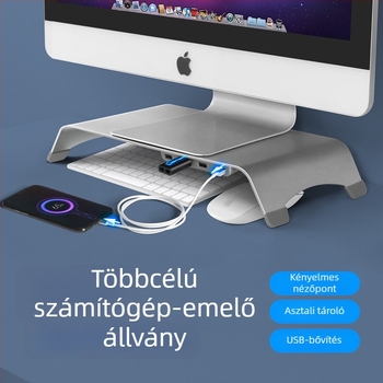Libor alumíniumötvözet asztali állvány laptop és monitor emeléséhez, kompatibilis YZ62-vel, súly 1250 g