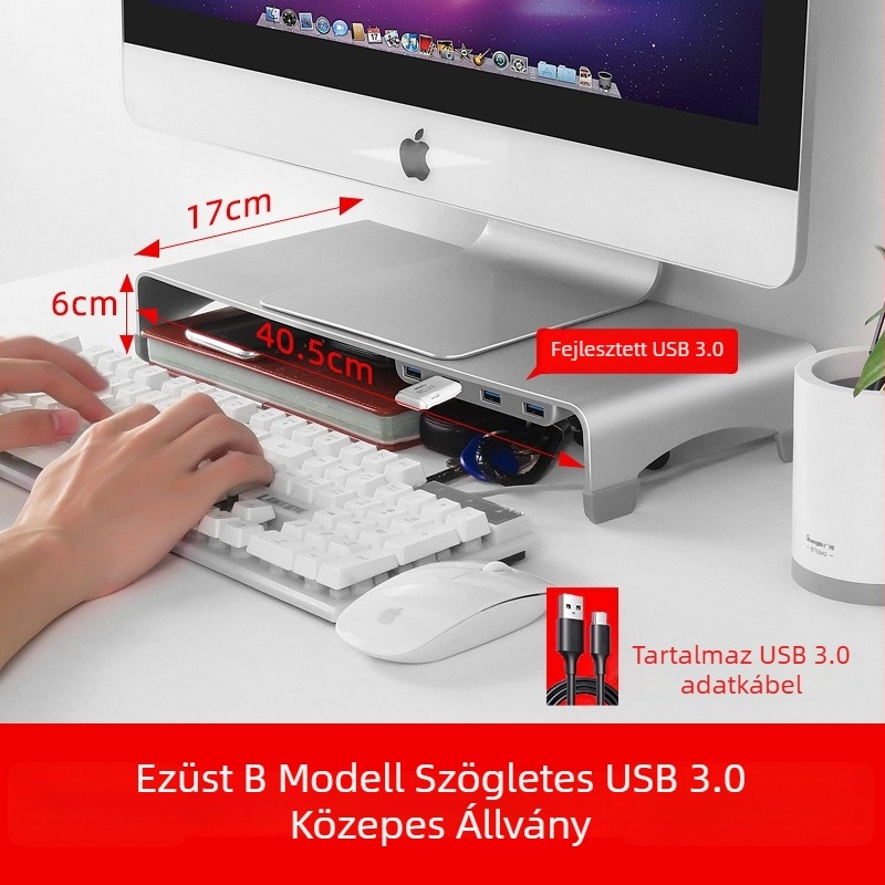Libor alumíniumötvözet asztali állvány laptop és monitor emeléséhez, kompatibilis YZ62-vel, súly 1250 g