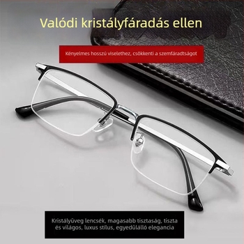 Keret nélküli olvasószemüveg üveglencsékkel, keret titan ötvözet és memóriafém kerettel, felnőtteknek négyszögletes arcformához, 2024 tavasz