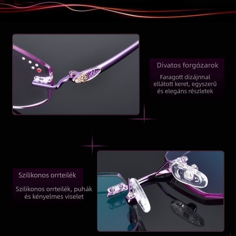 Zhuoying keret nélküli olvasószemüveg PC lencsékkel, kékfény elleni bevonattal és multifokális funkcióval