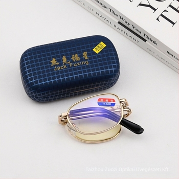 Összecsukható olvasószemüveg, anti-fáradtság funkcióval, UV-álló lencsék, teljes keretes ovális keret, felnőtteknek