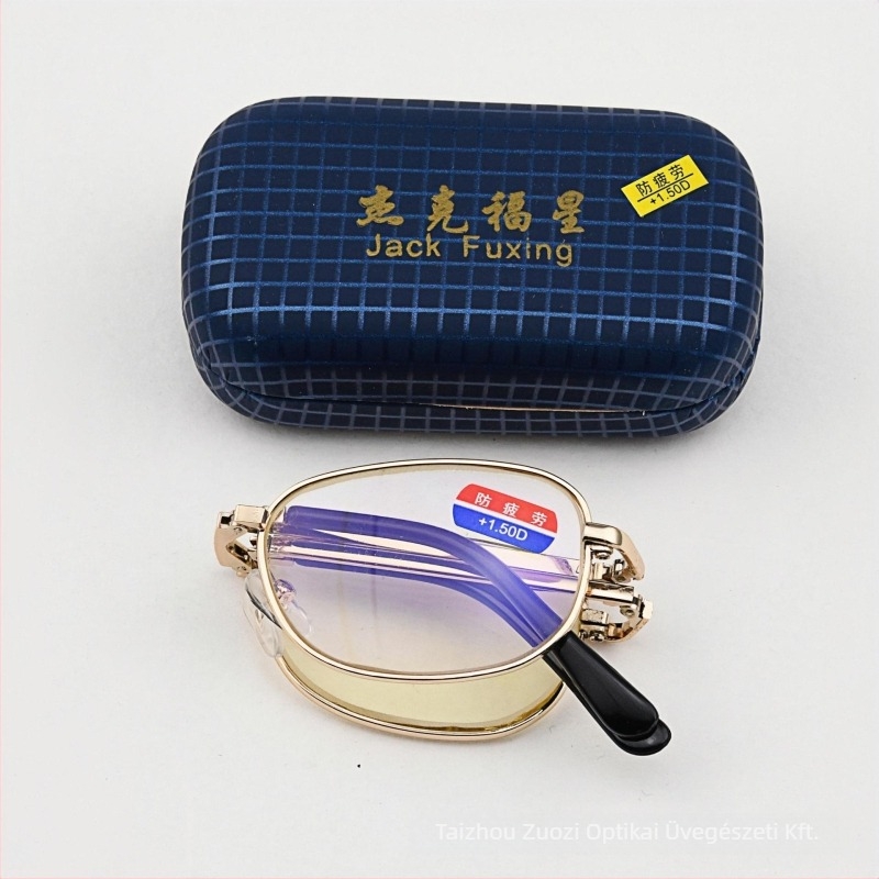 Összecsukható olvasószemüveg, anti-fáradtság funkcióval, UV-álló lencsék, teljes keretes ovális keret, felnőtteknek