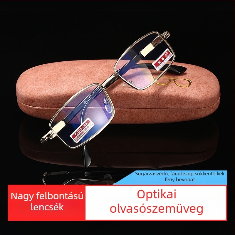 Olvasószemüveg gyanta lencsékkel és kékfény elleni bevonattal, teljes keret, négyszögletes formájú