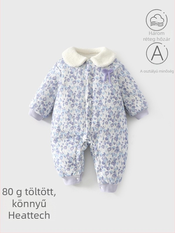 100% pamut baba overál, téli vastag, hosszú ujjú, újszülött lány