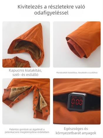 Duuduu Vastagított Bébi Overál, Egy darab, Hosszú Ujjú, Cipzár, Levehető Kapucni, Téli–Őszi Szezonra, Uniszex