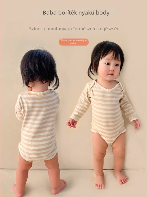 Újszülött pamut kötött romper hosszú ujjú, pulóver-stílus, 100% pamut, tavasz–őszre.